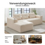 258 cm wide L sofa with three cushions (spring core + 2 plastic pocket plates) – classic, minimalist - Image 4