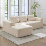 258 cm wide L sofa with three cushions (spring core + 2 plastic pocket plates) – classic, minimalist - Image 6