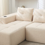 258 cm wide L sofa with three cushions (spring core + 2 plastic pocket plates) – classic, minimalist - Image 8