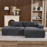 235 cm wide economy textile sofa with two cushions + feather bag - modern, simple and comfortable so