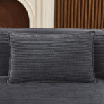 235 cm wide economy textile sofa with two cushions + feather bag - modern, simple and comfortable so - Image 11