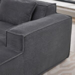 235 cm wide economy textile sofa with two cushions + feather bag - modern, simple and comfortable so - Image 12