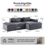 235 cm wide economy textile sofa with two cushions + feather bag - modern, simple and comfortable so - Image 2