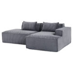 235 cm wide economy textile sofa with two cushions + feather bag - modern, simple and comfortable so - Image 23