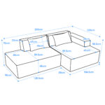 235 cm wide economy textile sofa with two cushions + feather bag - modern, simple and comfortable so - Image 26
