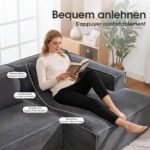 235 cm wide economy textile sofa with two cushions + feather bag - modern, simple and comfortable so - Image 3