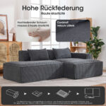 235 cm wide economy textile sofa with two cushions + feather bag - modern, simple and comfortable so - Image 5