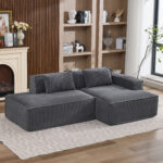 235 cm wide economy textile sofa with two cushions + feather bag - modern, simple and comfortable so - Image 6