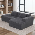 235 cm wide economy textile sofa with two cushions + feather bag - modern, simple and comfortable so - Image 7