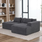 235 cm wide economy textile sofa with two cushions + feather bag - modern, simple and comfortable so - Image 8