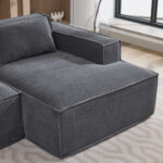 235 cm wide economy textile sofa with two cushions + feather bag - modern, simple and comfortable so - Image 9