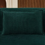 235 cm wide economy textile sofa with two cushions + feather bag - modern, simple and comfortable so - Image 11
