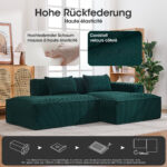 235 cm wide economy textile sofa with two cushions + feather bag - modern, simple and comfortable so - Image 5
