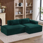 235 cm wide economy textile sofa with two cushions + feather bag - modern, simple and comfortable so - Image 7