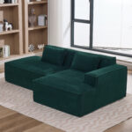 235 cm wide economy textile sofa with two cushions + feather bag - modern, simple and comfortable so - Image 8