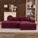 235 cm wide economy textile sofa with two cushions + feather bag - modern, simple and comfortable so