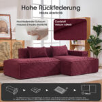 235 cm wide economy textile sofa with two cushions + feather bag - modern, simple and comfortable so - Image 5