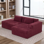 235 cm wide economy textile sofa with two cushions + feather bag - modern, simple and comfortable so - Image 7