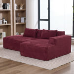 235 cm wide economy textile sofa with two cushions + feather bag - modern, simple and comfortable so - Image 8