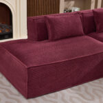 235 cm wide economy textile sofa with two cushions + feather bag - modern, simple and comfortable so - Image 9