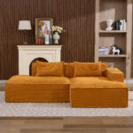235 cm wide economy textile sofa with two cushions + feather bag - modern, simple and comfortable so