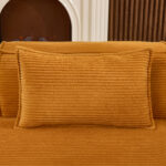 235 cm wide economy textile sofa with two cushions + feather bag - modern, simple and comfortable so - Image 11