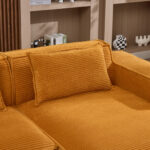 235 cm wide economy textile sofa with two cushions + feather bag - modern, simple and comfortable so - Image 12
