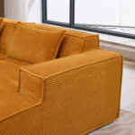 235 cm wide economy textile sofa with two cushions + feather bag - modern, simple and comfortable so - Image 13