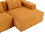 235 cm wide economy textile sofa with two cushions + feather bag - modern, simple and comfortable so - Image 16