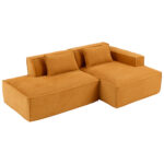235 cm wide economy textile sofa with two cushions + feather bag - modern, simple and comfortable so - Image 23