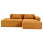 235 cm wide economy textile sofa with two cushions + feather bag - modern, simple and comfortable so - Image 24
