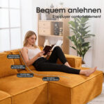 235 cm wide economy textile sofa with two cushions + feather bag - modern, simple and comfortable so - Image 3