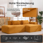 235 cm wide economy textile sofa with two cushions + feather bag - modern, simple and comfortable so - Image 5