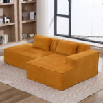 235 cm wide economy textile sofa with two cushions + feather bag - modern, simple and comfortable so - Image 6