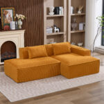 235 cm wide economy textile sofa with two cushions + feather bag - modern, simple and comfortable so - Image 7
