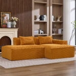 235 cm wide economy textile sofa with two cushions + feather bag - modern, simple and comfortable so - Image 8