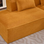 235 cm wide economy textile sofa with two cushions + feather bag - modern, simple and comfortable so - Image 9