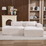 235 cm breites Economy-Textil-Sofa mit zwei Kissen + Federtasche - modernes, einfaches und komfortab