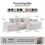 235 cm breites Economy-Textil-Sofa mit zwei Kissen + Federtasche - modernes, einfaches und komfortab - Image 2