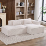 235 cm breites Economy-Textil-Sofa mit zwei Kissen + Federtasche - modernes, einfaches und komfortab - Image 6