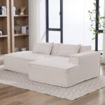 235 cm breites Economy-Textil-Sofa mit zwei Kissen + Federtasche - modernes, einfaches und komfortab - Image 7