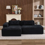 235 cm wide economy textile sofa with two cushions + feather bag - modern, simple and comfortable so