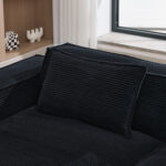 235 cm wide economy textile sofa with two cushions + feather bag - modern, simple and comfortable so - Image 10
