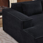 235 cm wide economy textile sofa with two cushions + feather bag - modern, simple and comfortable so - Image 13