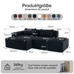 235 cm wide economy textile sofa with two cushions + feather bag - modern, simple and comfortable so - Image 2