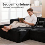 235 cm wide economy textile sofa with two cushions + feather bag - modern, simple and comfortable so - Image 3