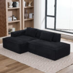 235 cm wide economy textile sofa with two cushions + feather bag - modern, simple and comfortable so - Image 7