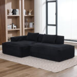 235 cm wide economy textile sofa with two cushions + feather bag - modern, simple and comfortable so - Image 8