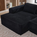 235 cm wide economy textile sofa with two cushions + feather bag - modern, simple and comfortable so - Image 9