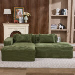 235 cm wide economy textile sofa with two cushions + feather bag - modern, simple and comfortable so